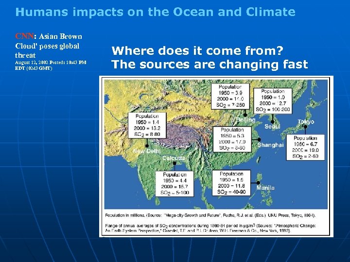 Humans impacts on the Ocean and Climate CNN: Asian Brown Cloud' poses global threat