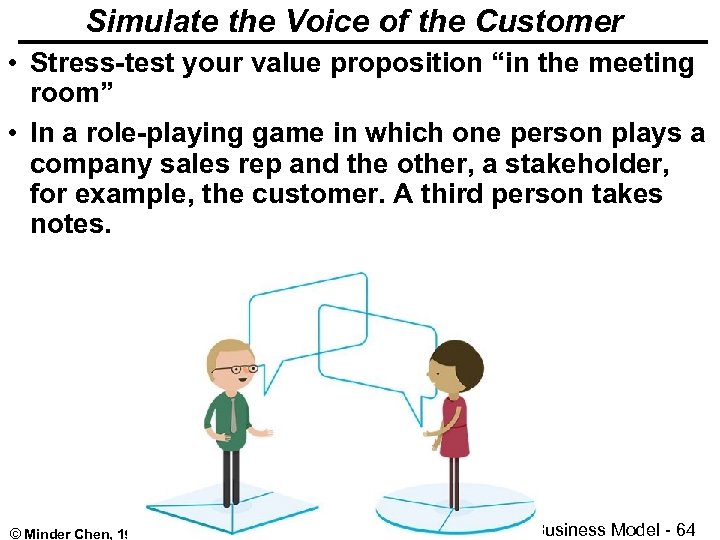 Simulate the Voice of the Customer • Stress-test your value proposition “in the meeting