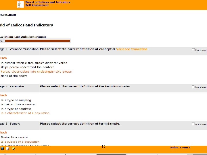 Self Assessment and Evaluation 17 