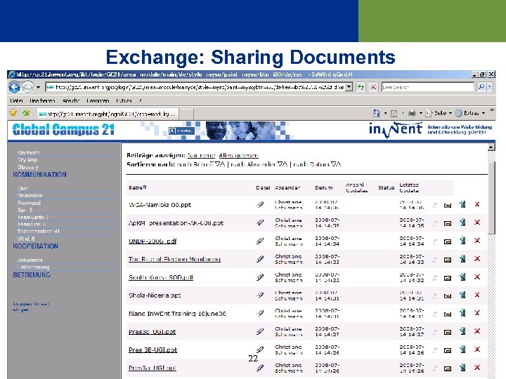 Exchange: Sharing Documents 22 