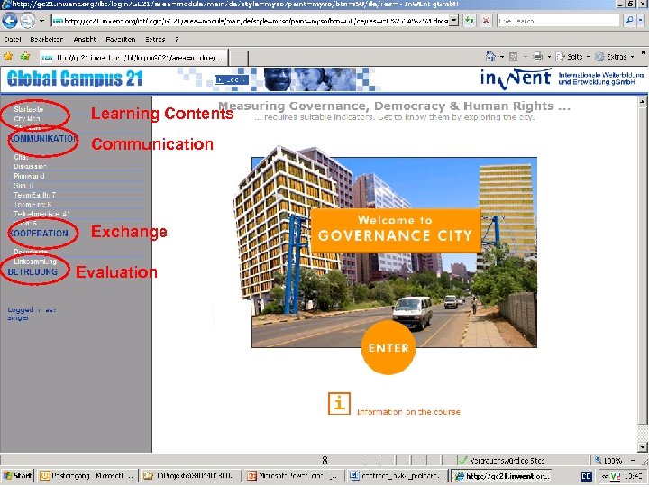 Learning Contents Communication Exchange Evaluation 8 