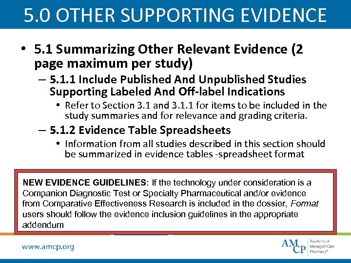 5. 0 OTHER SUPPORTING EVIDENCE • 5. 1 Summarizing Other Relevant Evidence (2 page