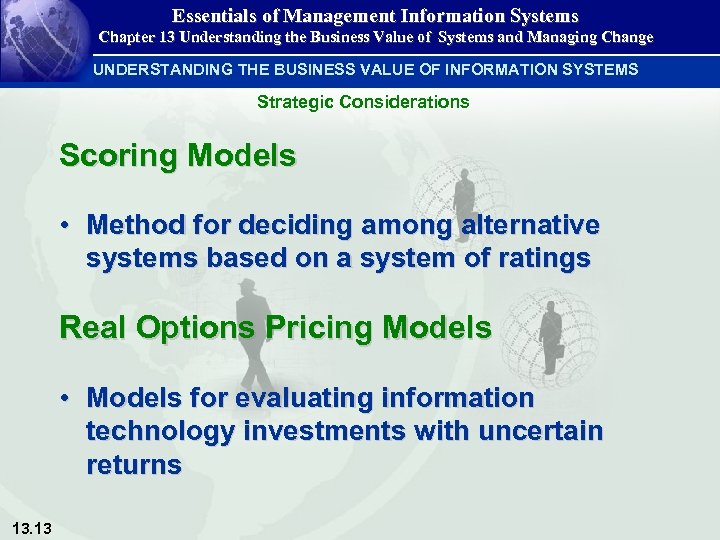 Essentials of Management Information Systems Chapter 13 Understanding the Business Value of Systems and