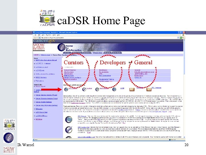 ca. DSR Home Page Curators D. Warzel Developers General 20 