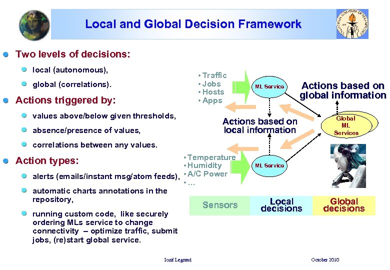 Local and Global Decision Framework Two levels of decisions: local (autonomous), • Traffic •