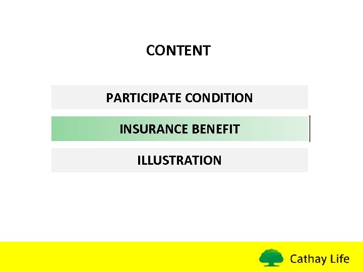 CONTENT PARTICIPATE CONDITION INSURANCE BENEFIT ILLUSTRATION 