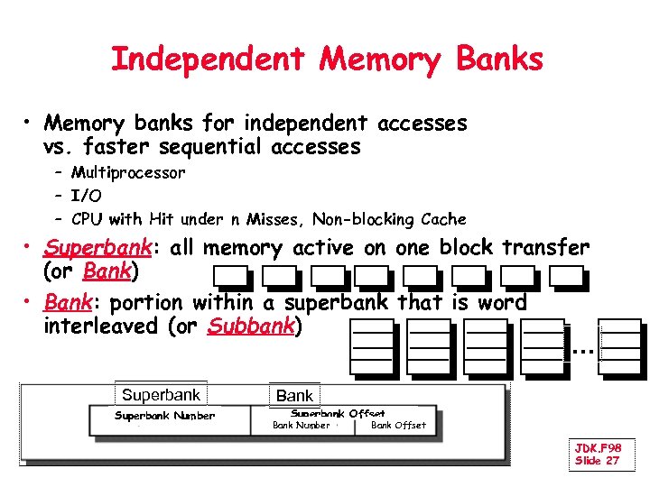 Independent Memory Banks • Memory banks for independent accesses vs. faster sequential accesses –