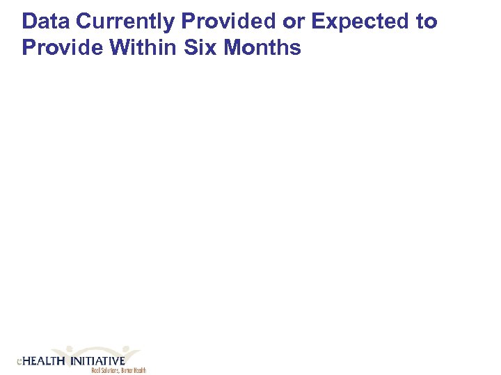 Data Currently Provided or Expected to Provide Within Six Months 