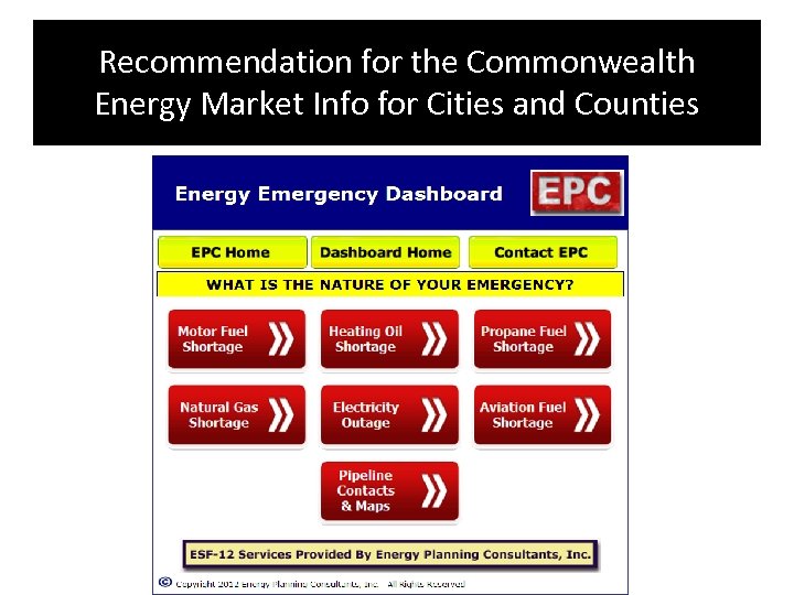 Recommendation for the Commonwealth Energy Market Info for Cities and Counties 
