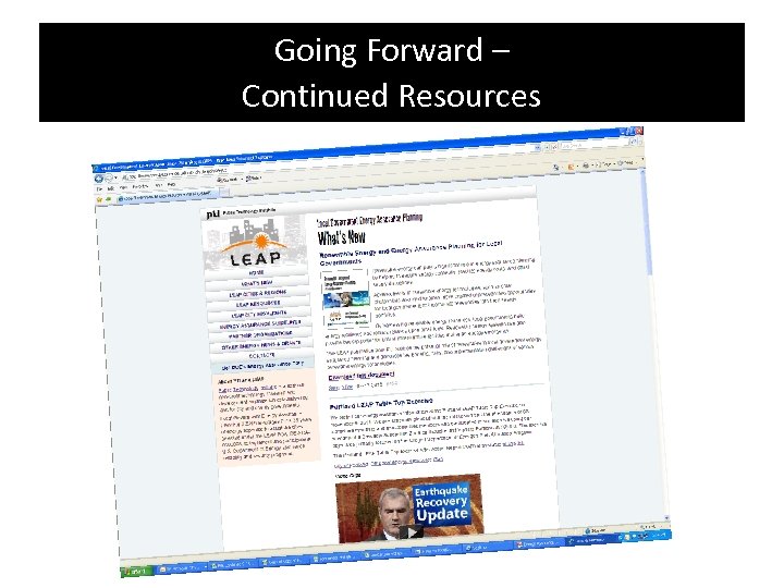 Going Forward – Continued Resources 
