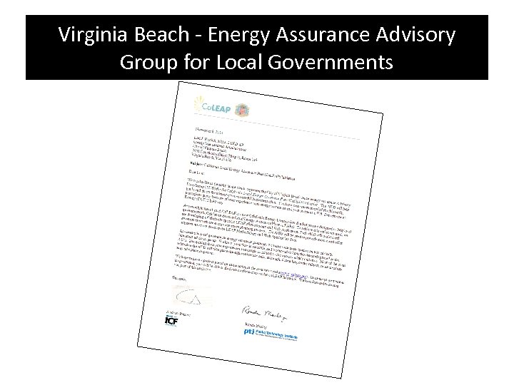 Virginia Beach - Energy Assurance Advisory Group for Local Governments 