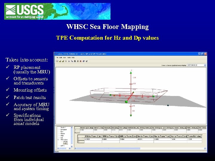 WHSC Sea Floor Mapping TPE Computation for Hz and Dp values Takes into account: