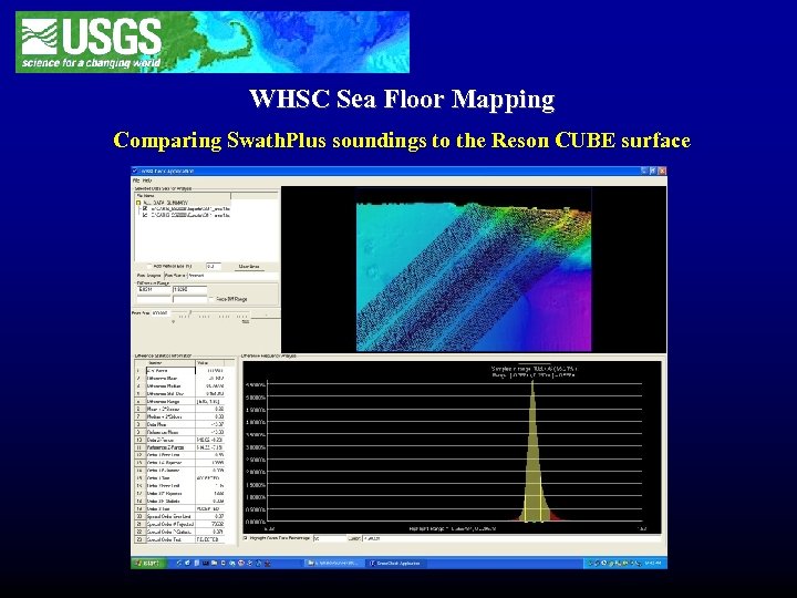 WHSC Sea Floor Mapping Comparing Swath. Plus soundings to the Reson CUBE surface 