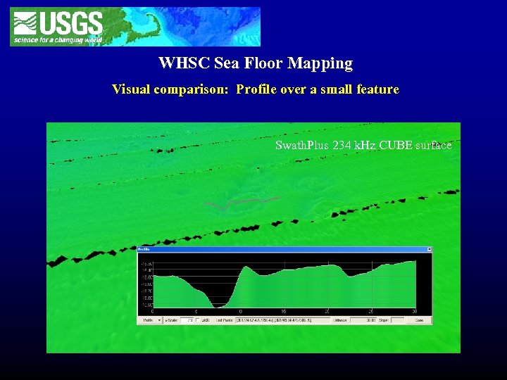 WHSC Sea Floor Mapping Visual comparison: Profile over a small feature Swath. Plus 234