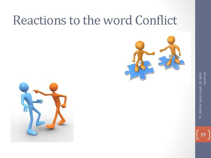 Dr. Mileva Saulo Lewis, All rights reserved Reactions to the word Conflict 19 