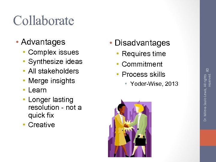 Collaborate • • • Complex issues Synthesize ideas All stakeholders Merge insights Learn Longer