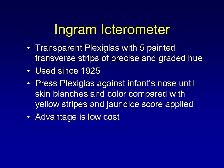 Ingram Icterometer • Transparent Plexiglas with 5 painted transverse strips of precise and graded