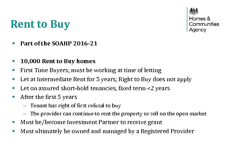 Rent to Buy § Part of the SOAHP 2016 -21 § § § 10,