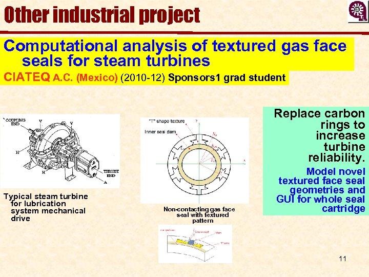 Other industrial project Computational analysis of textured gas face seals for steam turbines CIATEQ