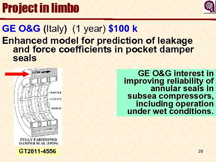 Project in limbo GE O&G (Italy) (1 year) $100 k Enhanced model for prediction