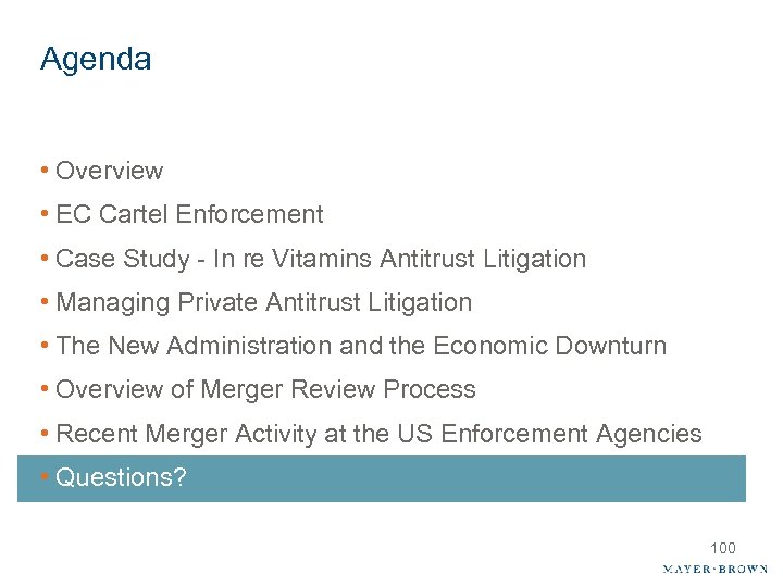 Agenda • Overview • EC Cartel Enforcement • Case Study - In re Vitamins