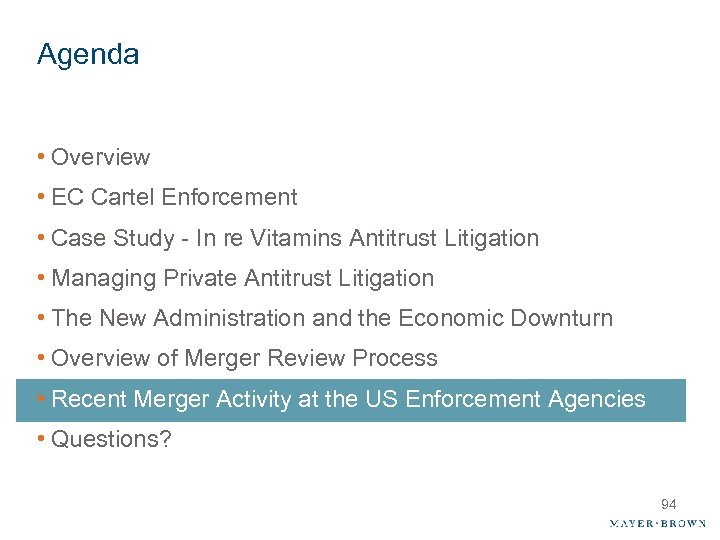 Agenda • Overview • EC Cartel Enforcement • Case Study - In re Vitamins