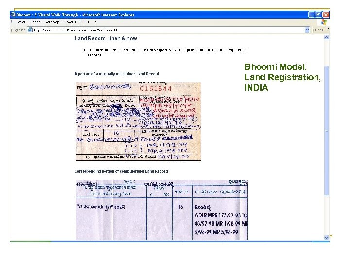 Bhoomi Model, Land Registration, INDIA 