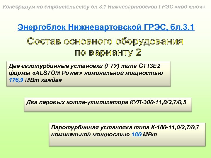 Консорциум по строительству бл. 3. 1 Нижневартовской ГРЭС «под ключ» Энергоблок Нижневартовской ГРЭС, бл.