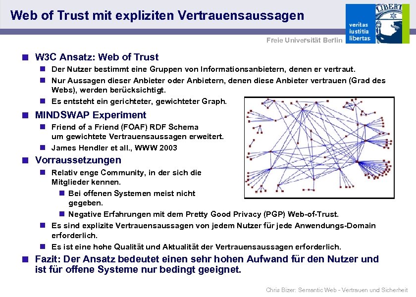 Web of Trust mit expliziten Vertrauensaussagen Freie Universität Berlin < W 3 C Ansatz: