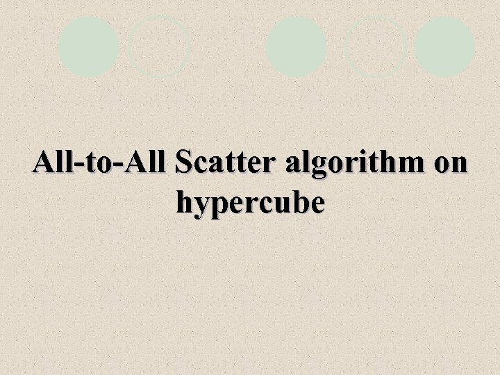 All-to-All Scatter algorithm on hypercube 
