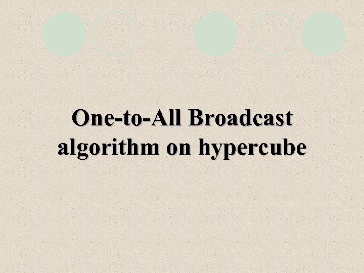 One-to-All Broadcast algorithm on hypercube 