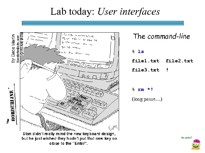 Lab today: User interfaces The command-line % ls file 1. txt file 2. txt