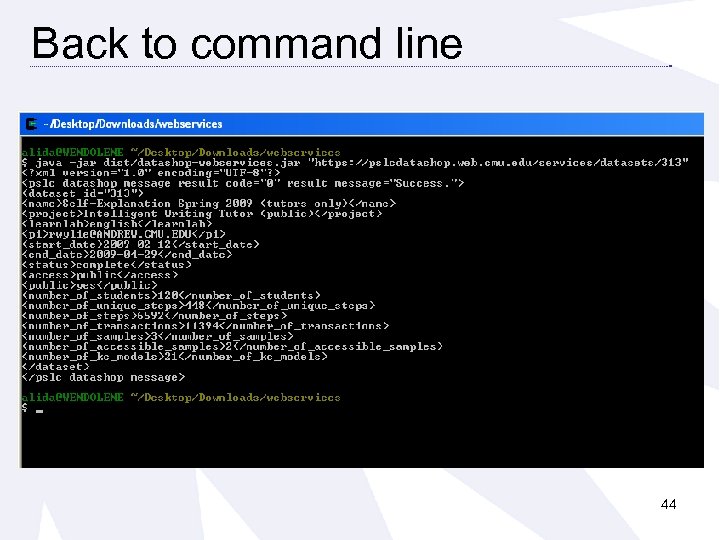 Back to command line 44 