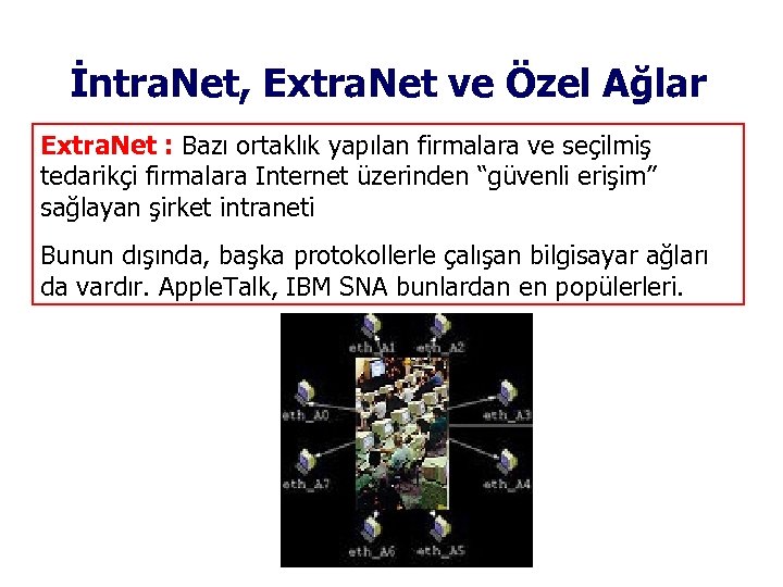 İntra. Net, Extra. Net ve Özel Ağlar Extra. Net : Bazı ortaklık yapılan firmalara