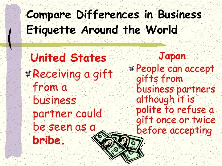 Compare Differences in Business Etiquette Around the World United States Receiving a gift from