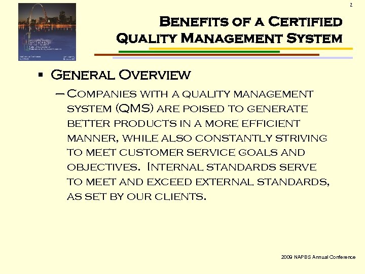 2 Benefits of a Certified Quality Management System § General Overview – Companies with