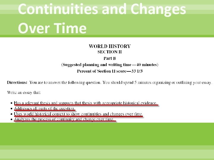 Continuities and Changes Over Time 