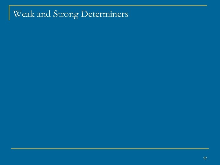 Weak and Strong Determiners 29 