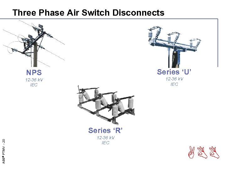 Three Phase Air Switch Disconnects Series ‘U’ NPS 12 -36 k. V IEC ABB©