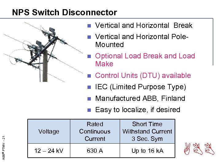 NPS Switch Disconnector n Vertical and Horizontal Break n Vertical and Horizontal Pole. Mounted