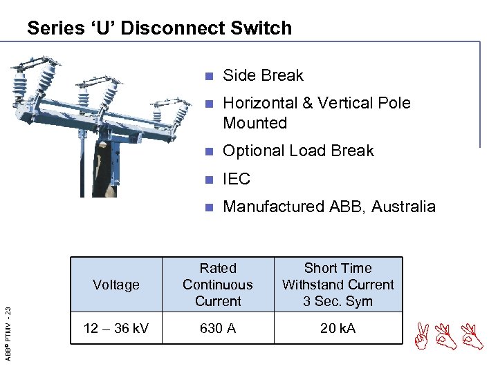 Series ‘U’ Disconnect Switch n Side Break n Horizontal & Vertical Pole Mounted n