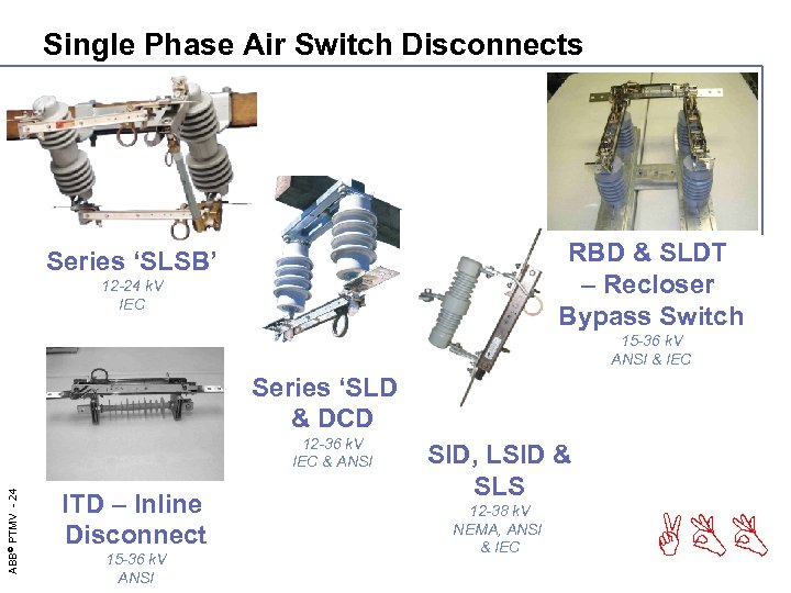 Single Phase Air Switch Disconnects RBD & SLDT – Recloser Bypass Switch Series ‘SLSB’