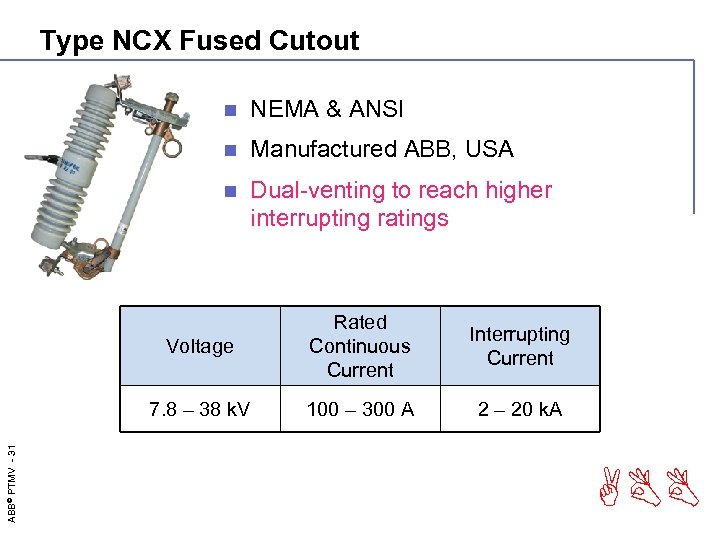 Type NCX Fused Cutout n NEMA & ANSI n Manufactured ABB, USA n Dual-venting