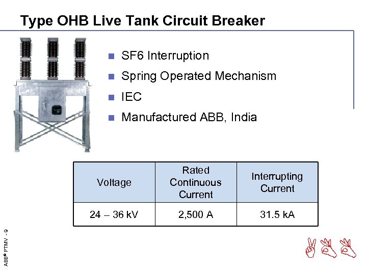 Type OHB Live Tank Circuit Breaker n SF 6 Interruption n Spring Operated Mechanism