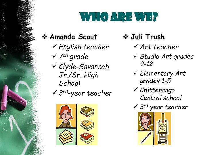 Who Are We? v Amanda Scout English teacher 7 th grade Clyde-Savannah Jr. /Sr.