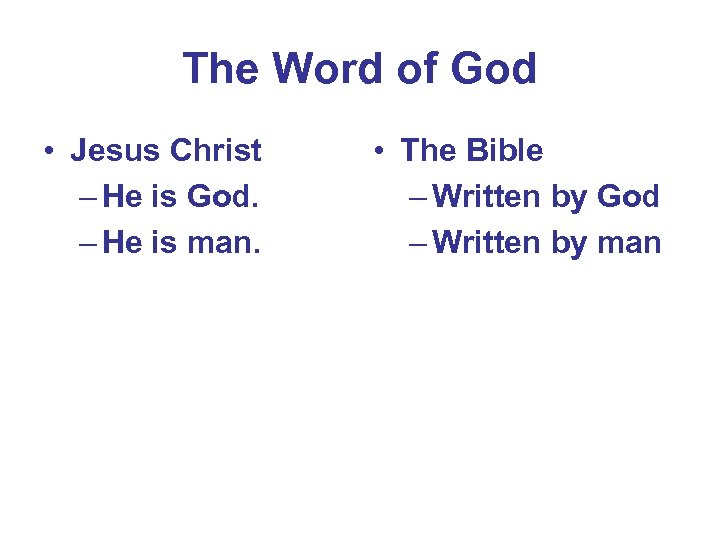 The Word of God • Jesus Christ – He is God. – He is