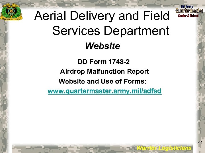 Aerial Delivery and Field Services Department Website DD Form 1748 -2 Airdrop Malfunction Report