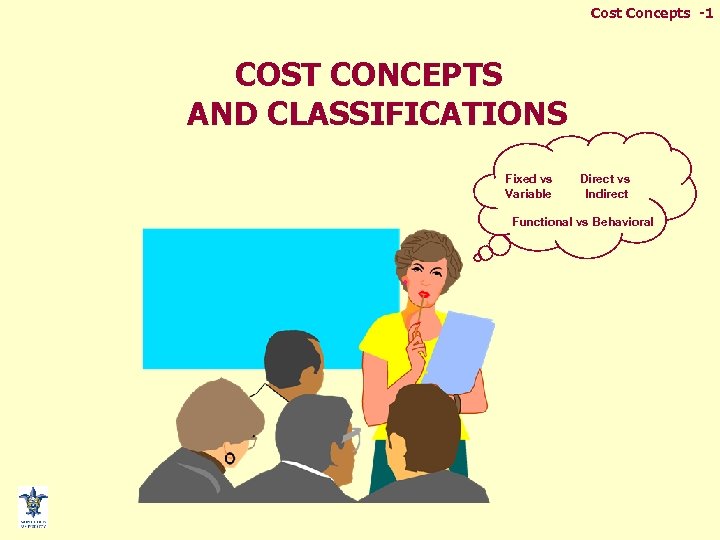 Cost Concepts -1 COST CONCEPTS AND CLASSIFICATIONS Fixed vs Variable Direct vs Indirect Functional