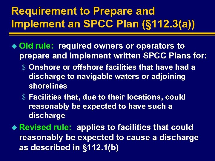 The Revised SPCC Regulations U S Environmental Protection