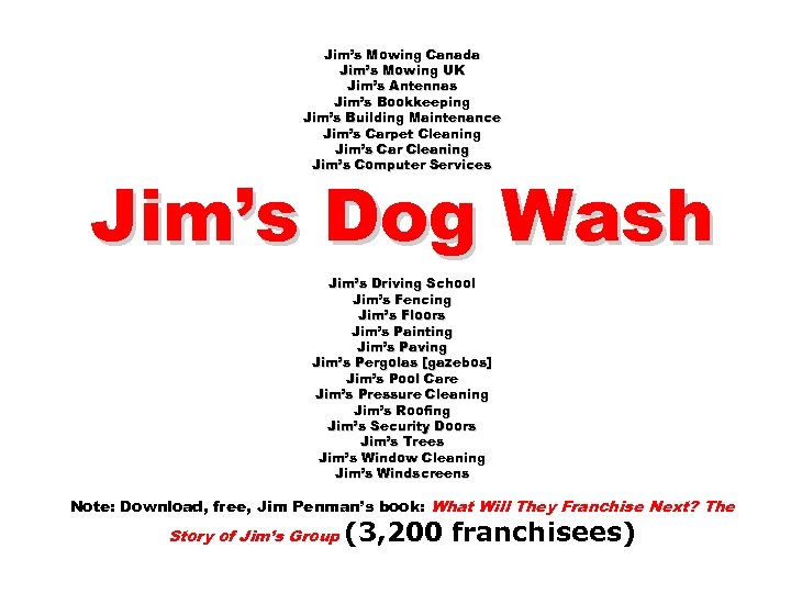 Jim’s Mowing Canada Jim’s Mowing UK Jim’s Antennas Jim’s Bookkeeping Jim’s Building Maintenance Jim’s